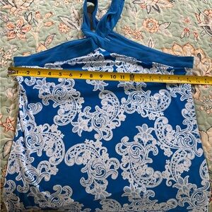 INC International Concepts Blue & White Halter tank Blouse Women’s Large